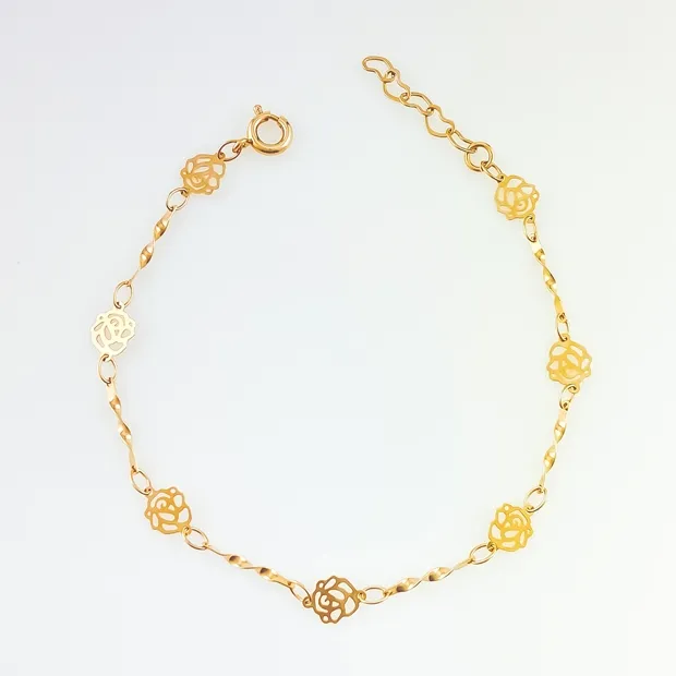 PULSEIRA COM FLORES VAZADA FEMININA