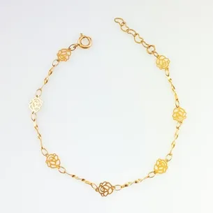 PULSEIRA COM FLORES VAZADA FEMININA