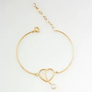 PULSEIRA CORACAO COM ZIRCONIA LISA FEMININA