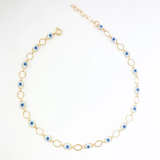 TORNOZELEIRA COM OLHO AZUL CELESTE