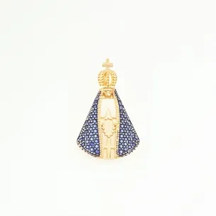PINGENTE NOSSA SENHORA CRAVEJADA AZUL