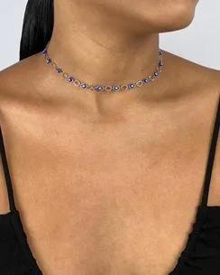 CORRENTE CHOKER OLHO GREGO AZUL