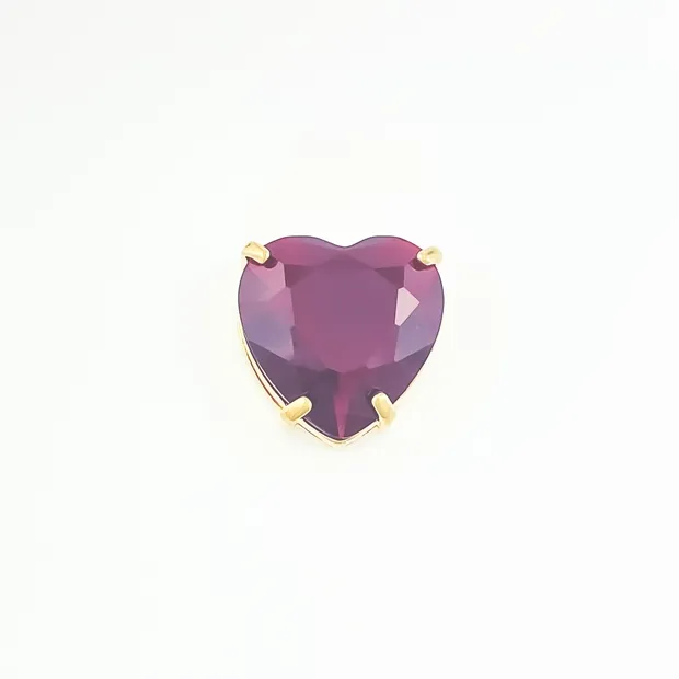 PINGENTE CORACAO PEDRA CRISTAL VERMELHO