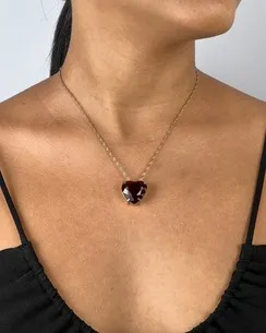 PINGENTE CORACAO PEDRA CRISTAL VERMELHO