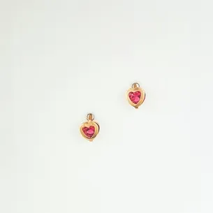 BRINCO CORACAO CRISTAL ROSA BEBE PEQUENO