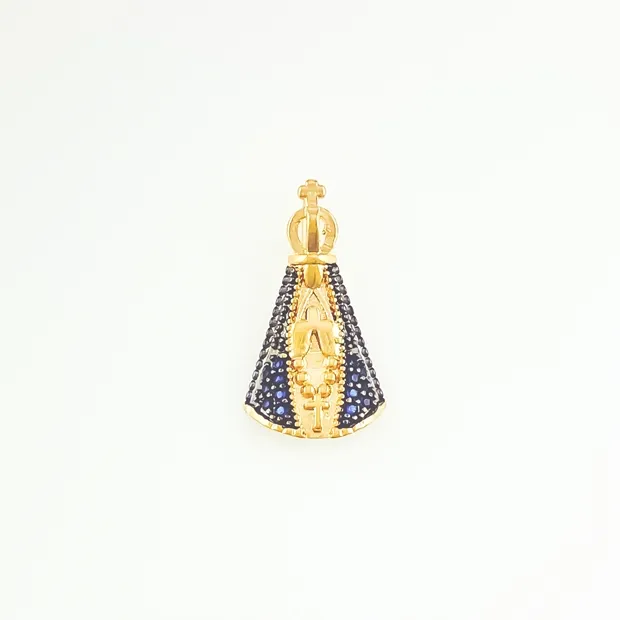 PINGENTE NOSSA SENHORA CRAVEJADA AZUL