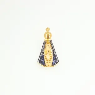 PINGENTE NOSSA SENHORA CRAVEJADA AZUL