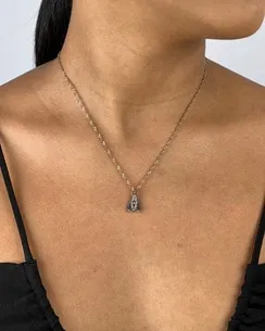 PINGENTE NOSSA SENHORA CRAVEJADA AZUL