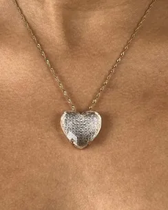 PINGENTE CORACAO PEDRA CRISTAL CRAVEJADO MICRO ZIRCONIA