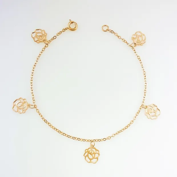 PULSEIRA COM FLORES VAZADA FEMININA