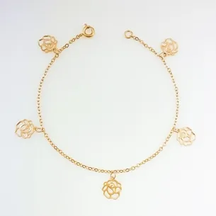 PULSEIRA COM FLORES VAZADA FEMININA