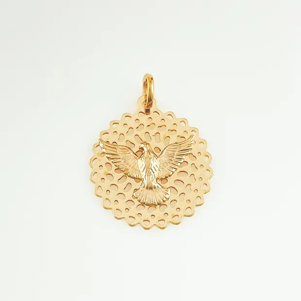 PINGENTE MANDALA VAZADA COM ESPIRITO SANTO