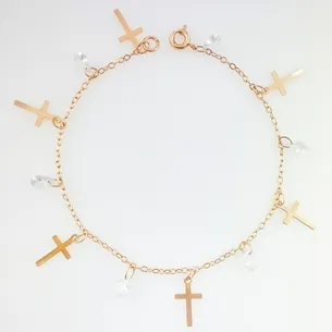 PULSEIRA GOTA ZIRCONIA COM CRUZ FEMININA