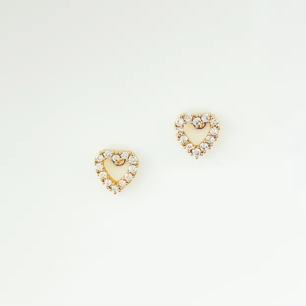 BRINCO CORACAO VAZADO CRAVEJADO MICRO ZIRCONIA