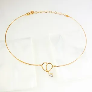 CORRENTE CHOKER CORACAO COM ZIRCONIA