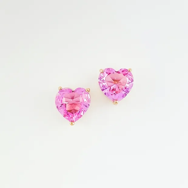 BRINCO CORACAO CRISTAL ROSA BEBE