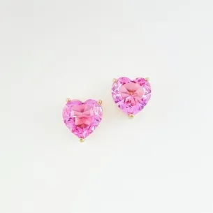 BRINCO CORACAO CRISTAL ROSA BEBE