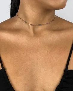 CORRENTE CHOKER COM CRISTAIS COLORIDO
