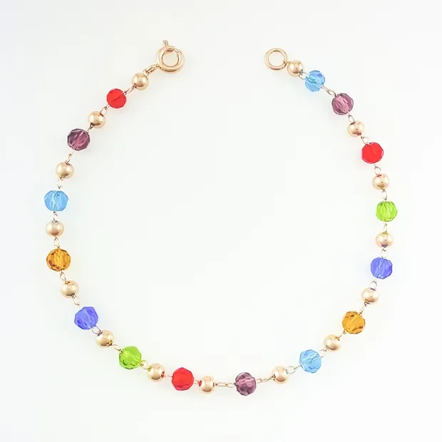 PULSEIRA COM CRISTAIS COLORIDOS FEMININA