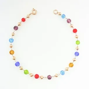 PULSEIRA COM CRISTAIS COLORIDOS FEMININA