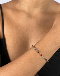 PULSEIRA COM CRISTAIS COLORIDOS FEMININA
