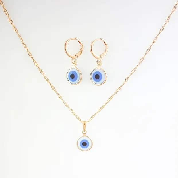 CONJUNTO TRANQUETA COM OLHO GREGO AZUL CELESTE