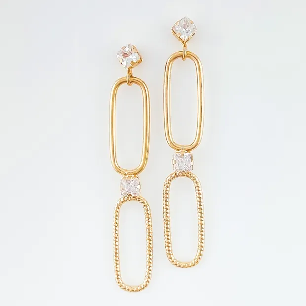 BRINCO DOIS RETANGULOS COM ZIRCONIA