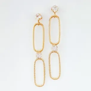BRINCO DOIS RETANGULOS COM ZIRCONIA