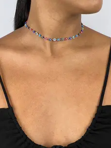 CORRENTE CHOKER OLHO GREGO COLORIDO