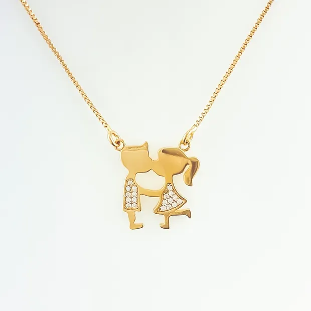 GARGANTILHA CASAL CRAVEJADO MICRO ZIRCONIA