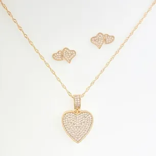 CONJUNTO CORACAO CRAVEJADO MICRO ZIRCONIA
