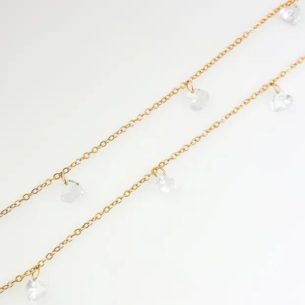 GARGANTILHA COM CORACOES DE ZIRCONIA