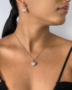 CONJUNTO TRANQUETA CORACAO CRAVEJADO MICRO ZIRCONIA