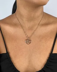 PINGENTE CORACAO LISO VAZADO COM FE