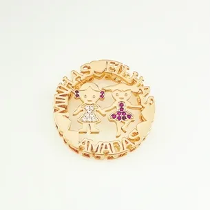 PINGENTE MANDALA MINHAS FILHAS AMADAS ROSA COM CRISTAL