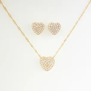CONJUNTO CORACAO CRAVEJADO MICRO ZIRCONIA