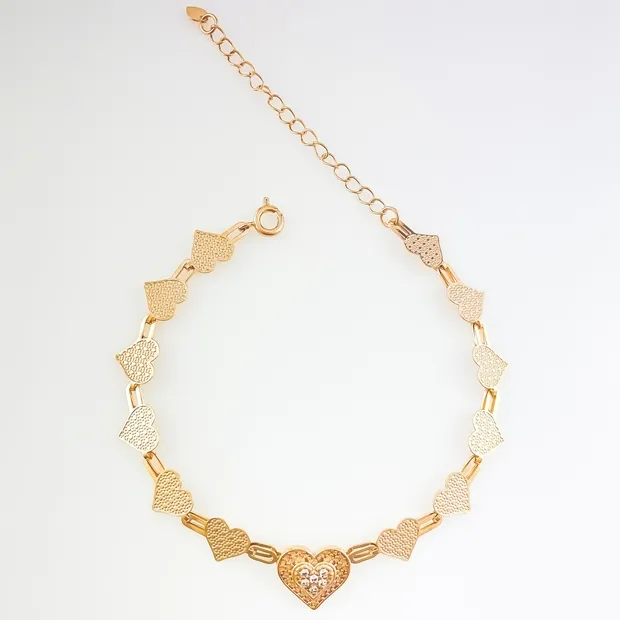PULSEIRA COM CORACOES CRAVEJADA ZIRCONIA FEMININA