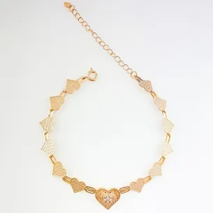 PULSEIRA COM CORACOES CRAVEJADA ZIRCONIA FEMININA