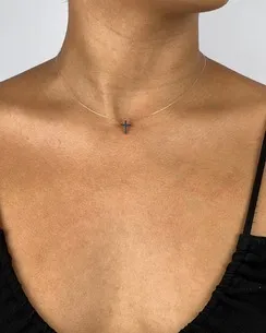 NYLON COM CRUZ CRAVEJADA AZUL MICRO ZIRCONIA