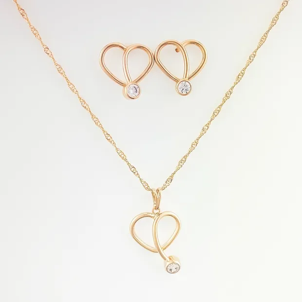 CONJUNTO CORACAO LISO VAZADA COM ZIRCONIA