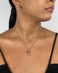 CONJUNTO CORACAO LISO VAZADA COM ZIRCONIA