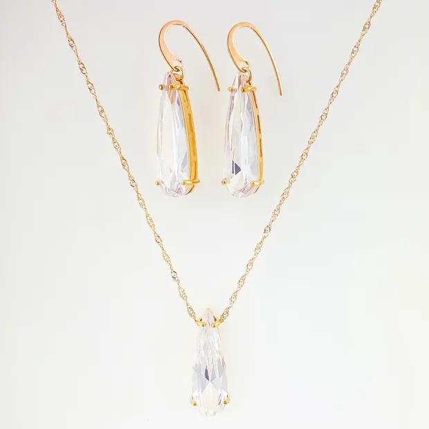 CONJUNTO GANCHO GOTA LONGA DE ZIRCONIA