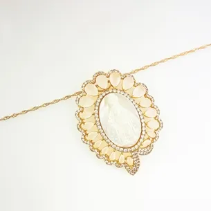 COLAR CRISTAIS E ZIRCONIA NOSSA SENHORA MADRE PEROLA
