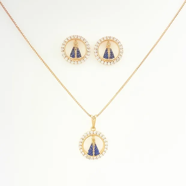 CONJUNTO NOSSA SENHORA CRAVEJADA MICRO ZIRCONIA