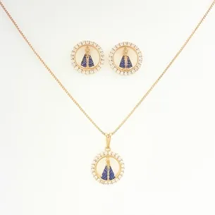 CONJUNTO NOSSA SENHORA CRAVEJADA MICRO ZIRCONIA
