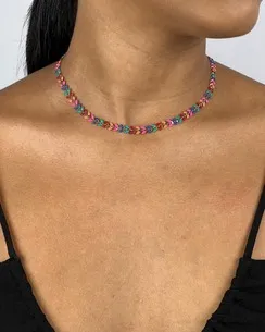 CORRENTE CHOKER RABO DE PEIXE COLORIDO