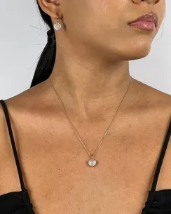 CONJUNTO TRANQUETA CORACAO CRAVEJADO ZIRCONIA CRISTAL