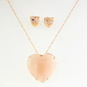 CONJUNTO CORACAO DE CRISTAL COR NUDE