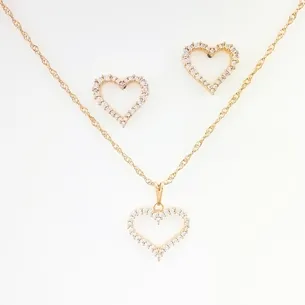 CONJUNTO CORACAO CRAVEJADO MICRO ZIRCONIA