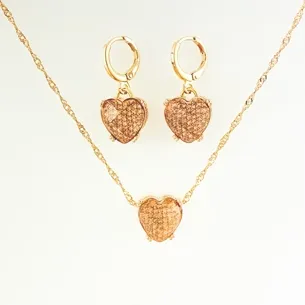 CONJUNTO TRANQUETA CORACAO NUDE COM MICRO ZIRCONIA